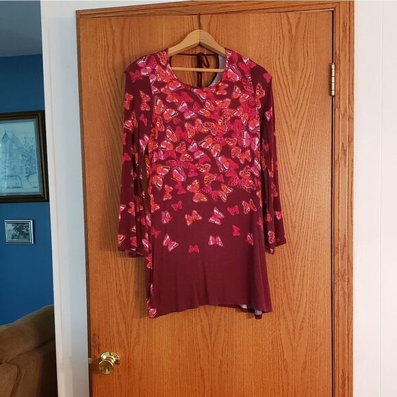 Cute Maroon Butterfly Dress Girls Sz 12 - Picture 1 of 4